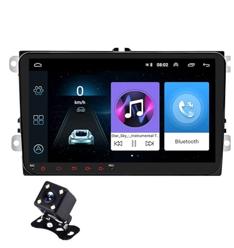 QASULER Car Radio Stereo 9 Inch Touch Screen GPS Bluetooth USB Multimedia, for VW, for Passat, for Golf, MK5 MK6, for Jetta, T5, for EOS, for POLO Audio Video Player(2G 32G With Camera)