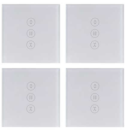 Swokely 2.4G WiFi Smart Curtain Switch TY Curtain Blind Touch Switch 4 Mode Voice Control Intelligent Curtain Switch for Bedroom Bathroom Living Room Balcony (4 Packung)