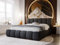 GRAINGOLD Cloud Bett 200x200, Polsterbett mit Bettkasten, Polsterbett mit Stauraum, Bouclé-Stoff, mit Lattenrost, mit Kopfteil, ohne Matratze (Schwarz, 200x200)