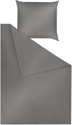 normani Bambus Bettwäsche Set aus weichem und hautfreundlichem Material – Bettbezug + Kissen mit Reißverschluss – Seiden-Touch gut für Haut und Haar Farbe Anthrazit Größe 135 x 200 + 80 x 80 cm