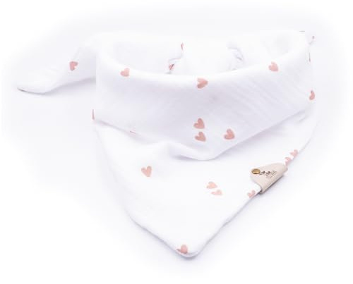 Hundehalstuch FELLSOCKE Rosé Herzen Weiß – Bandana aus Musselin für große Hunde