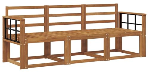 vidaXL Outdoor-Sofagarnitur 3 pcs Natur Massivholz Akazie, Garten, modernes Design, langlebiges Sectional-Sofa, Gartenmöbel-Set für Terrasse, Loungemöbel für draußen, Bequeme Sitzgelegenheiten