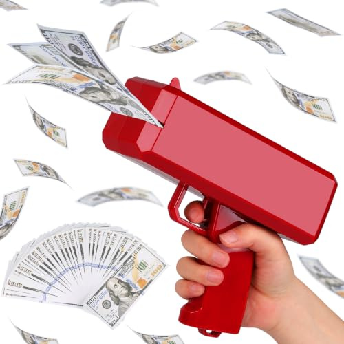 CPROSP Rouge Pistolet à Argent Électrique avec 100 Jouet pour Billets