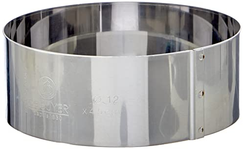 De Buyer - Cercle à entremets rond en inox - 12 x 4,5 cm - Fabriqué en France, Parfait pour Mousse, Entremets, Pâtisserie, Inox Durable qui Conserve sa Forme, Bonne Convection Thermique