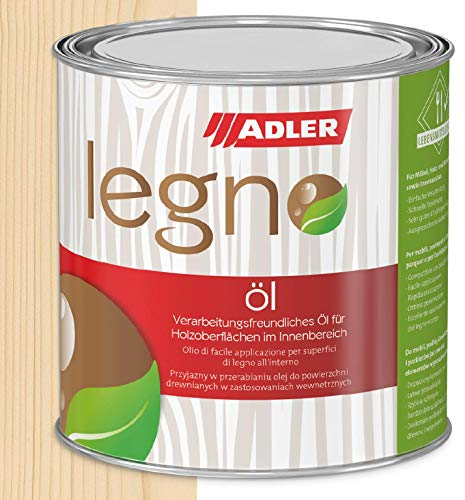 ADLER Legno Öl - Universelles Holzöl für Laub- und Nadelhölzer im Innenbereich - Holzschutz & Pflege mit Holzpflegeöl für Möbel, Innenausbau & Holzböden - Weiß 750ml
