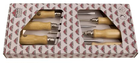 Stubai 158006 Tournevis avec Manches en Bois, Argent/Beige, Set de 6 Pièces