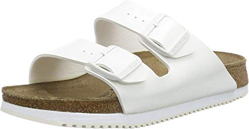 Birkenstock Professional Arizona Birko-Flor, Damen Pantoletten, Schwarz (Schwarz Lack), 36 EU