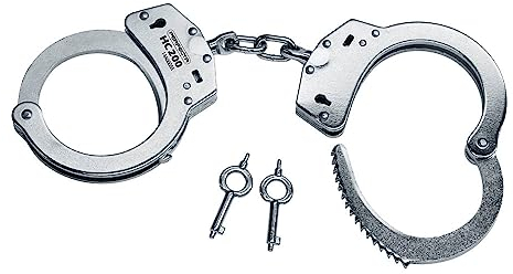 Perfecta Handschelle HC200 Standart Stahlfesseln mit Kette, Silber, One Size