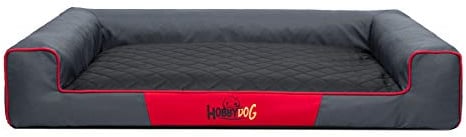 Hobbydog XL VICGCM1 Eckig Hundebett, Victoria Katzenbett Schlafplatz, grau mit schwarz