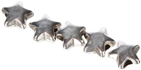 Mini-Metall-Perle Stern, 6 Stück Silber