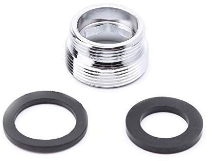 Juego de 2 conectores de aireador de grifo, rosca exterior de metal, adaptador de ahorro de agua, para grifo de cocina, 16/18/20/22/24/28/mm a 22 mm o G1/2 a 22 mm, negro