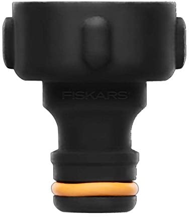 Fiskars Hahnverbinder, Für Wasserhähne, Ø 26,5 mm (G 3/4), FiberComp, Universalgröße, 10 g, Schwarz/Orange, 1027054