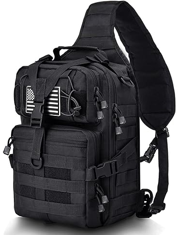 HAOMUK Tactical Sling Bag Pack Military Rover Schulter Sling Rucksack EDC Molle Assault Range Bag, schwarz, pro, Sling Rucksäcke