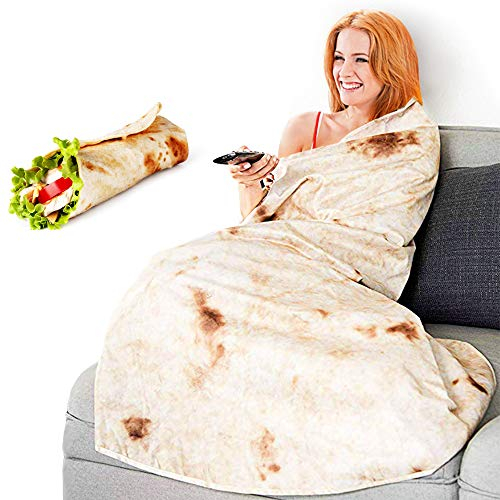 HINATAA Burrito-Decke, multifunktionales riesiges Tortilla-Handtuch, weiche Bürodecke, perfekt rundes Tortilla-Strandtuch, bequeme Wickeldecke, ein lustiges Geschenk für Frauen und Männer (A, 152,4