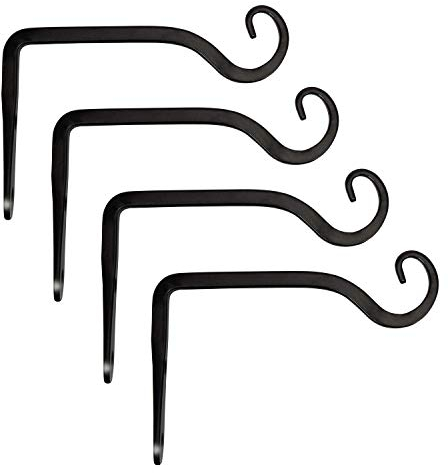Mkouo 4 Pcs Wall Hook Hanging Plant Bracket, Decorative Straight Plant Hanger for Bird Feeders, Planters, Lanterns, Wind Chimes, Indoor Outdoor, 15cm