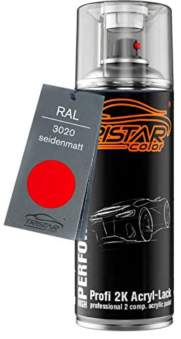 TRISTARcolor RAL 3020 Verkehrsrot mat satiné Bombe de peinture acrylique 2K aérosol peinture à vaporiser peinture à pulvériser 400 ml séchage rapide