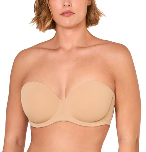 DELIMIRA Reggiseno Senza Spalline Push Up | Imbottito, con Ferretto, Taglie Forti, Contenitivo, per Donna