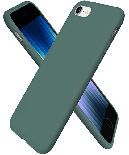 ORNARTO kompatibel mit iPhone SE 3 Silikon Case 2022 5G, iPhone 7/8/SE 2022 Hülle Ultra Dünne Voller Schutz Flüssig Silikon Handyhülle Schutz für SE(2022)/SE(2020) 4,7 Zoll Piniengrün