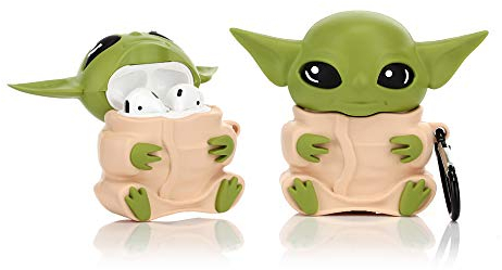 Derhom - Custodia Protettiva in Silicone per Airpods Apple 1 e 2 [Serie Guerre Stellari] (Baby Yoda Giallo)