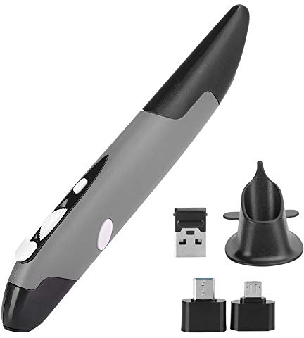 Cuifati Computer-Stift-Maus, USB-Stylus PC-Teile, Drahtlose Personalisierte Innovative Vertikale Ergonomische für Windows/Android/Linux/OS X (Grau)