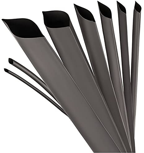 ISOLATECH Schrumpfschlauch Ø100mm x 1m 3:1 Schwarz mit Kleber | Meterware, Polyolefin, Zum Isolieren von Kabeln und Lötverbindungen, UV-Beständig, Unbeschriftet