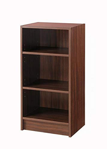 Timber Art Design UK 3 Tier Bookcase Storage Open Floor Mount Industrial Rack Display Shelving Organiser Cubes Unit For Living Room, Office, Study Room Furniture, Walnut Effect - W40 x H80 x D30cm