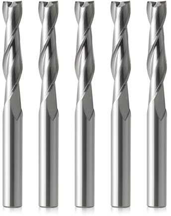 Timelee 6mm Shank 6mm CED /28mm CEL Carbide Flat Nose End Mill Cutter CNC Router Bits 2 Flute for Acrylic PVC MDF Hardwood Pack of 5