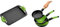 BRA Plancha Asar, Negro, 40 cm Prior Set de 3 Sartenes, Aluminio Fundido Antiadherente, Incluye dos Salvamanteles Safe Verdes, Aptas para Todo Tipo de Cocinas Incluida Inducción, 18-22-26 cm