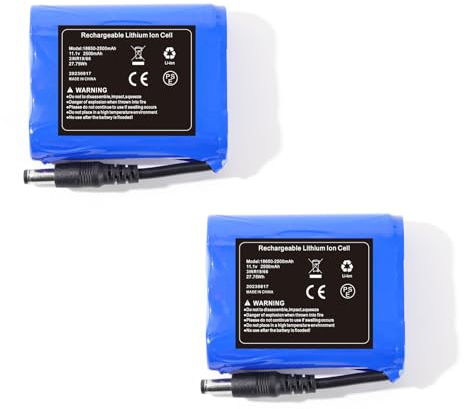 BORLENI Batteries Li-ION Rechargeables 12V 2200mAh pour Gants Chauffants 2PCS Batteries Lithium-polymère avec Double Chargeur.