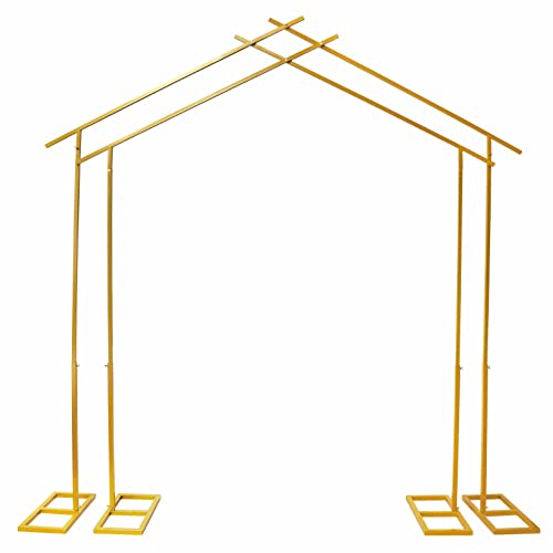 Hochzeitsbogen Metall Quadratischer Torbogen 240cm Rosenbogen Garten Rankgitter Rosenhilfe Gardenbogen für Hochzeitsdekoration, Geburtstagsfeier Dekoration (Gold)