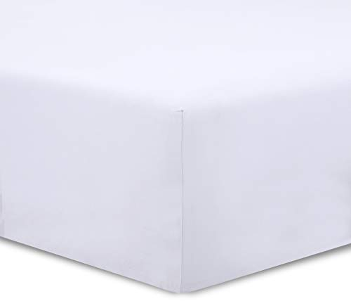 VISION Spannbettlaken, Weiß, 150 x 200 cm mit 30 cm Spannhöhe, 100% Baumwolle