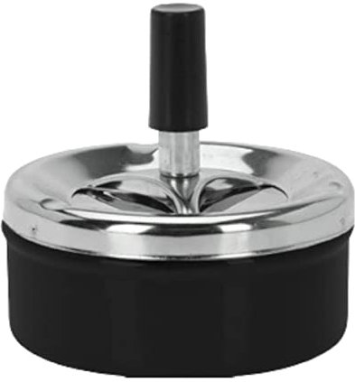 OrionMart Posacenere girevole da tavolo in acciaio inox | Posacenere freddo antivento e inodore, per casa e all'aperto (nero)