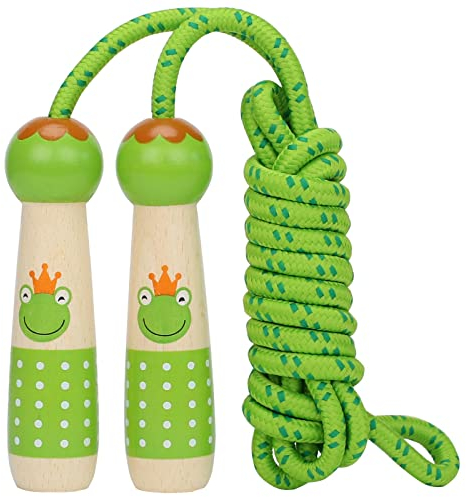 XIMUHO Springseil Kinder, 260cm Verstellbare Seilspringen Fitness Kinder mit Holzgriff und Baumwollseil Rope Skipping Seil Kids für Jungen und Mädchen (Grün)