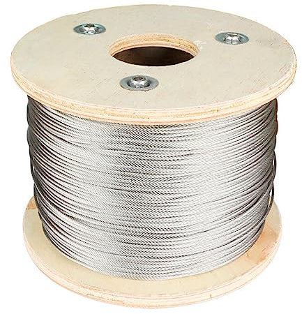 PRIOstahl Drahtseil Edelstahlseil Stahlseil Spannseil Draht Geländerseil Edelstahldraht 7x7 Reling - 50 Meter Seil Ø 8 mm zum Sichern Heben Aufhängen Dehnbar Flexibel Rostfrei aus Edelstahl V4A