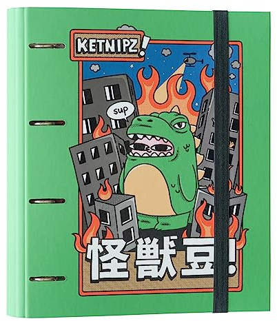 Grupo Erik Ketnipz 4 Ring Binder A4 - Kawaii Stationery Gifts, Merch | A4 Folder with Elastic closure, School Folders for Paperwork A4, Back to School Supplies | Ketnipz Merchandise