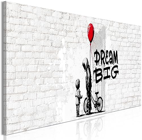 murando - Wandbilder XXL Bilde Banksyr 150x501 tlg - Wand Deko Vlies Leinwand Groß Wanddeko Wohnzimmer Schlafzimmer Kunstdrucke Streetart-Kunst Graffiti Dream Big m-B-10012-b-a