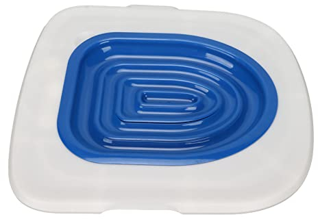 Katzen-Toilettensitz, Katzen-Toiletten-Trainingsset Trainer aufsatz, Tablett, Kitty-Toiletten-Training, Katzen-Toiletten-Tablett, Katzenstreu-Toiletten-Trainer, (Weißes Tablett, 1 Blaue)