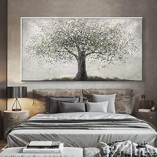 HOLEILUCK Affiche d'arbre de vie en noir et blanc, peinture moderne imprimée sur toile, peinture murale pour salon, décoration d'intérieur, 70x144cm/28x57in, sans cadre