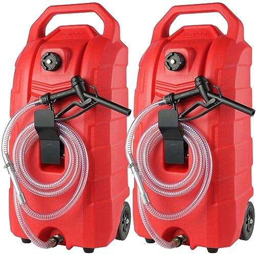 VEVOR Bidon d'Essence sur Roues 16 gal 60 L Réservoir Carburant Portable 2PCS Écoulement par Gravité Transfert Carburant pour Essence, Diesel, Huile, Machine, Tondeuse, Voiture, Tracteur, Bateau, Moto