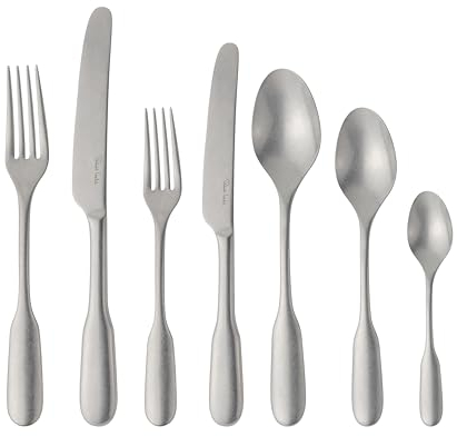 English Fiddle Vintage, 56 Piece Cutlery Set for 8 People. Made from Stainless Steel. Dishwasher Safe.