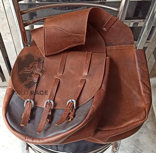WILD RACE Western-Satteltasche aus Pferdeleder, strapazierfähig, für traditionelle Trail-Fahrten | Satteltasche | Pferdesatteltasche | Western-Satteltasche | Ledersatteltaschen für Pferde (STYLE-25)