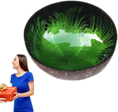 ZORQ Cuenco de concha de coco natural, cuenco decorativo pulido, decoración del hogar para oficina, hogar, servir frutas, nueces, mesa de almacenamiento de llaves, ensalada, recipiente de ensalada
