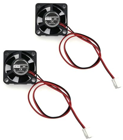 JZK 2 Stück 30 x 30 x 10 mm, 2-polig, DC 24 V, geräuschloser Mini-Lüfter mit Kabeln, 3010 kleiner leiser Lüfter, bürstenloser Miniatur-DC-Lüfter 24 V, 3D-Drucker-Lüfter mit Kabel, Kühlkörperlüfter