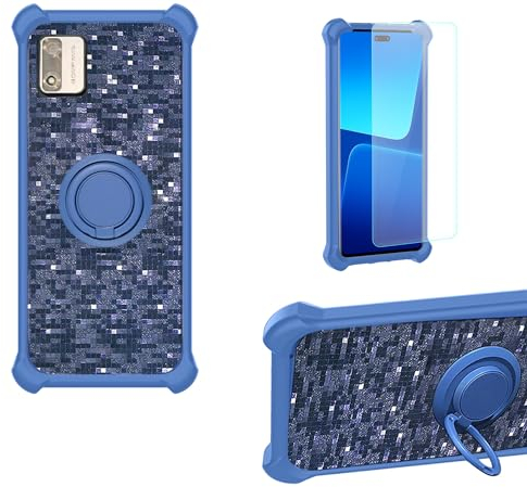 Aroepurt hülle Kompatibel Für Unity Wireless Epic E55 Hülle Case Handyhülle Schutzhülle Cover [Mit 9H Härte HD Schutzfolie] PC + Silikon Ständer TZZH-LAN