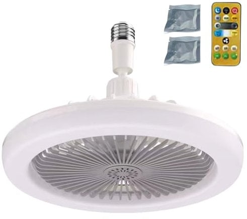 LED Ceiling Fan with Lights E27 30W Ceiling Fan Lights with Remote Control Timing 3 Color Dimmable LED Modern Ceiling Fan for Living Room, Dining Room, Bedroom, Office, Dormitory (Grey)
