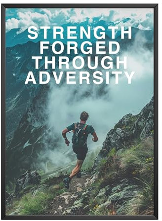 MJ-GRAPHICS® Motivationsbilder Bergsteiger Disziplin Bilder Büro, A4 Bild Zimmer Motivation Poster Gipfel Motivationsbilder Training Mood Poster Sport Ziele Bild Affirmation Bild - ohne Rahmen