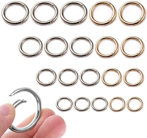 Eteamcan Karabinerhaken Rund Karabiner Ring 20 Stück Karabinerring Runde Schlüsselring O Ringe Karabiner Metall für Handtaschen DIY 20mm 25mm 28mm 33mm