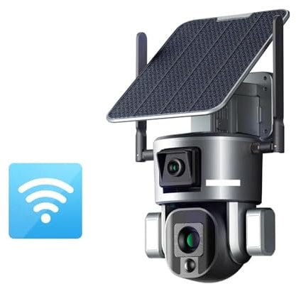4K 8MP HD Dual Lens 4G Solar Security Camera Outdoor 4X 10X Optical Zoom Camera Auto Tracking Waterproof CCTV Cam for Home Security(4K WiFi 4XZoom)