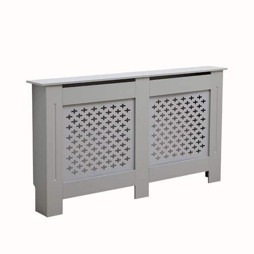 Home Source Radiator Cover Wooden Wall Cabinet Shelf Decorative Grill, Grey, Extra Large 172cm