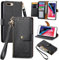 VEEMOS Zipper Wallet Case for Apple iPhone 7 Plus/iPhone 8 Plus Phone Case with Purse Card Holders RFID Blocking Leather Flip Case Book Cover Wrist Strap Women - Black